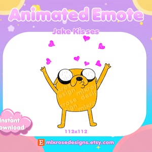 Jake Kisses Adventure Time Animated Emote for Twitch Streamers, Discord, YouTube, Kick Jake the Dog Emotes Stream Alerts image 1