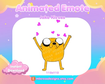 Jake Kisses Adventure Time Animated Emote for Twitch Streamers, Discord, YouTube, Kick | Jake the Dog Emotes | Stream Alerts