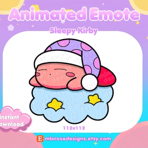 Sleepy Kirby Animated Emote for Twitch Streamers, Discord, YouTube | Cute, Kawaii | Kirby Emotes