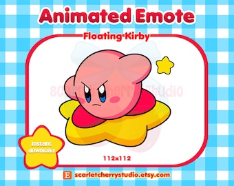 Floating Kirby Animated Emote for Twitch Streamers, Discord, YouTube | Cute, Kawaii | Kirby Emotes