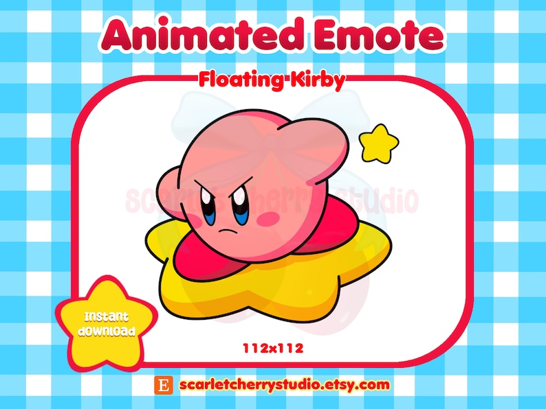 Floating Kirby Animated Emote for Twitch Streamers, Discord, YouTube | Cute, Kawaii | Kirby Emotes image 1