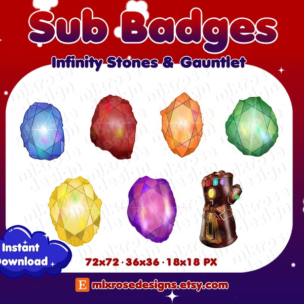 Avengers Infinity Stones + Thanos Gauntlet Sub/Bit Badges - Twitch - Discord - Stream