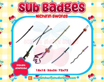 Nichirin Sword Sub/Bit Badges - Twitch - Discord - Stream | Demon Anime sub Badges, Abzeichen für Streamer