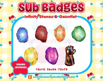 Avengers Infinity Stones + Thanos Gauntlet Sub/Bit Badges - Twitch - Discord - Stream
