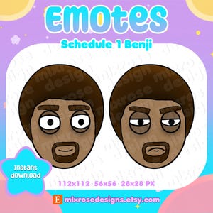 Plan 1 Benji-emotes voor Twitch-streamers, Discord, YouTube | Schema 1 emotes, grappige emotes, twitch-overlays, meldingen | Steam-games