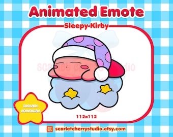 Sleepy Kirby Animated Emote for Twitch Streamers, Discord, YouTube | Cute, Kawaii | Kirby Emotes