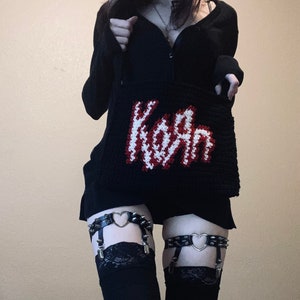 Korn Inspired Crochet Crossbody Bag: NuMetal Goth Style