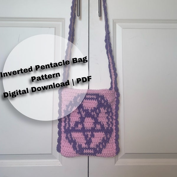 Gothic Inverted Pentacle Witch Crochet Crossbody Bag Pattern | DIGITAL DOWNLOAD