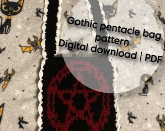 Bolso bandolera de ganchillo de pentáculo gótico patrón escrito / DESCARGA DIGITAL / Bruja, Pagana, Wiccan, Pentagrama