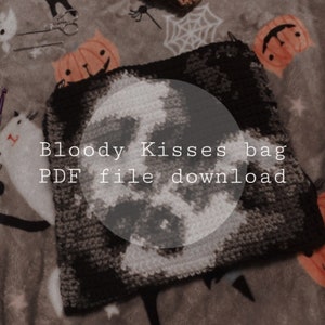Type O Bloody Kisses Inspired Album Art Crochet Bag Pattern - PDF digital download - Goth crochet pattern