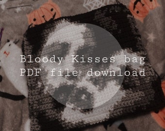 Type O Bloody Kisses Inspired Album Art Crochet Bag Pattern - PDF digital download - Goth crochet pattern