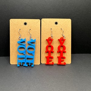 Vote Earrings 3D Printed ~ Vote Red ~ Vote Blue ~ Election ~ Voting Earrings ~ Election Jewelry ~ Voting Day ~Election Day~ Vote ~ Jewelry ~