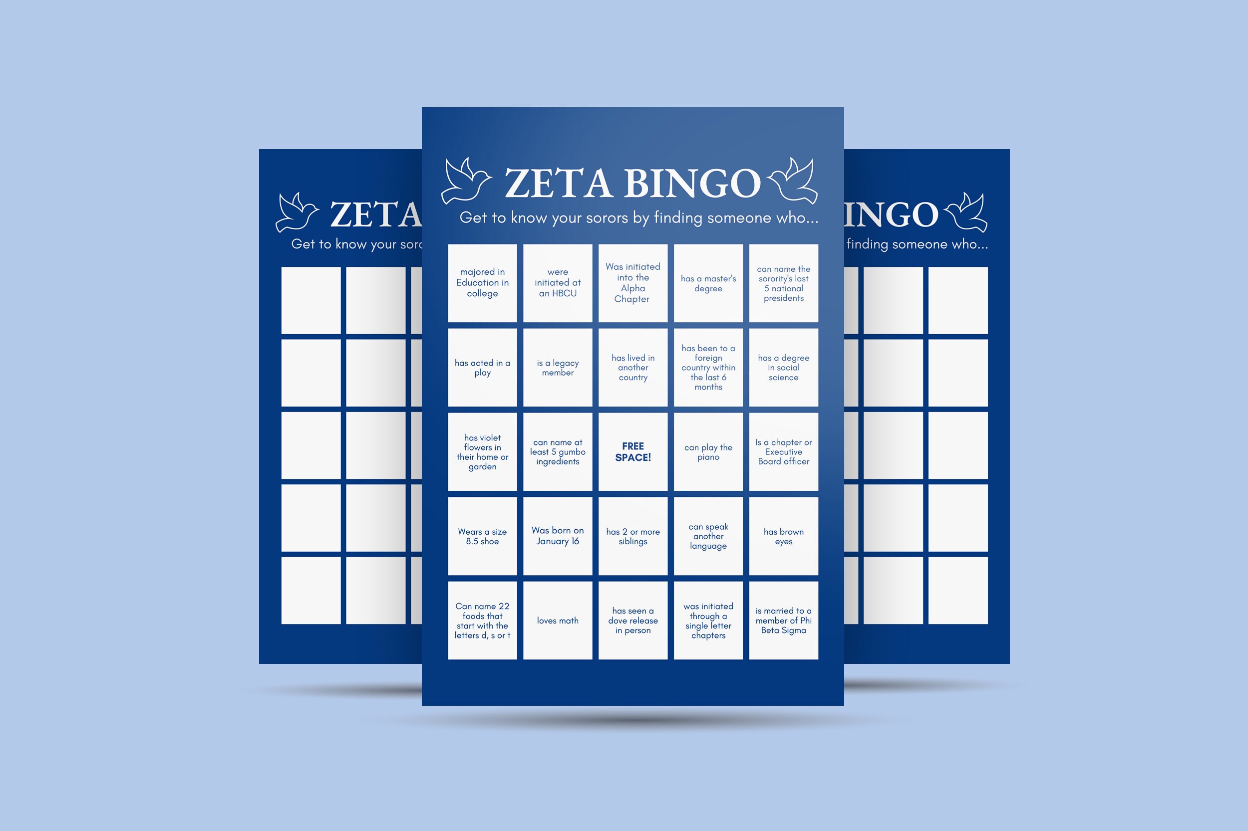 Zeta Phi Beta Sorority Bingo Game Zetas Retreat Activity Zphi Etsy