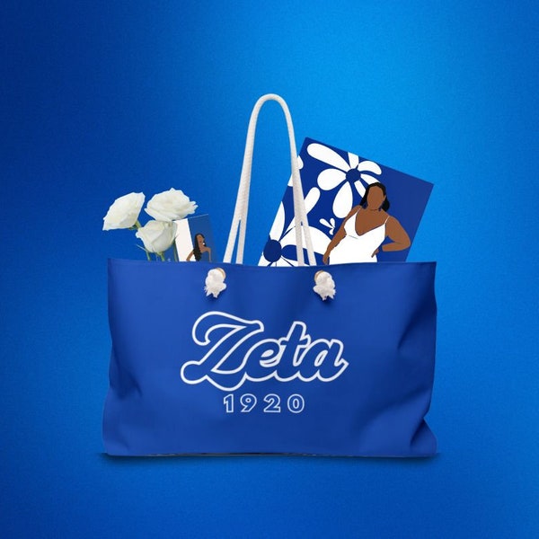 Zeta Phi Beta Sorority Inspired Custom Weekender Bag ZPB Tote1920 Probate Gifts Zetaversary GIft Blue-phi Beach Bag