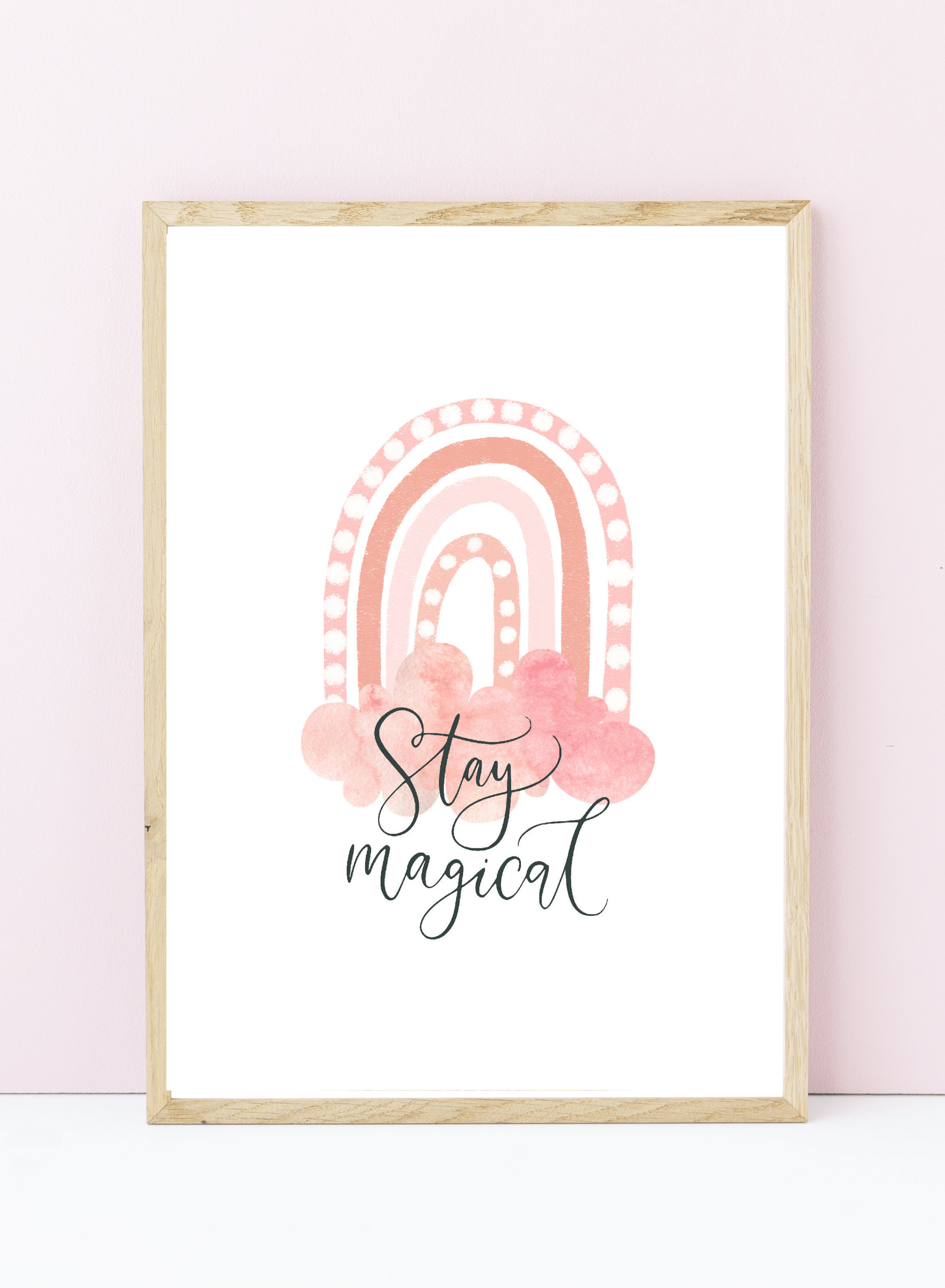 Pink Rainbow Stay Magical Girl Wall Art for Boho Nursery Cute Etsy