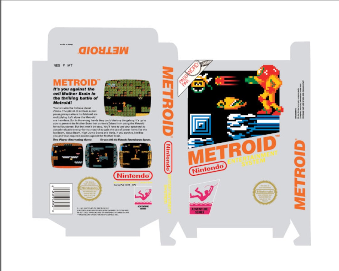 Metroid NES Custom Box DIGITAL (NTSC Only) Excellent Quality