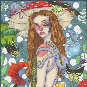 Mushroom Fantasy Girl Downloadable Art Print