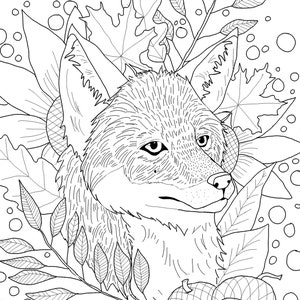 Fall Fox Downloadable Coloring Page