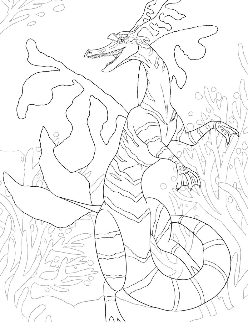 Leafy Sea Dragon Dragon Downloadable Coloring Page Etsy