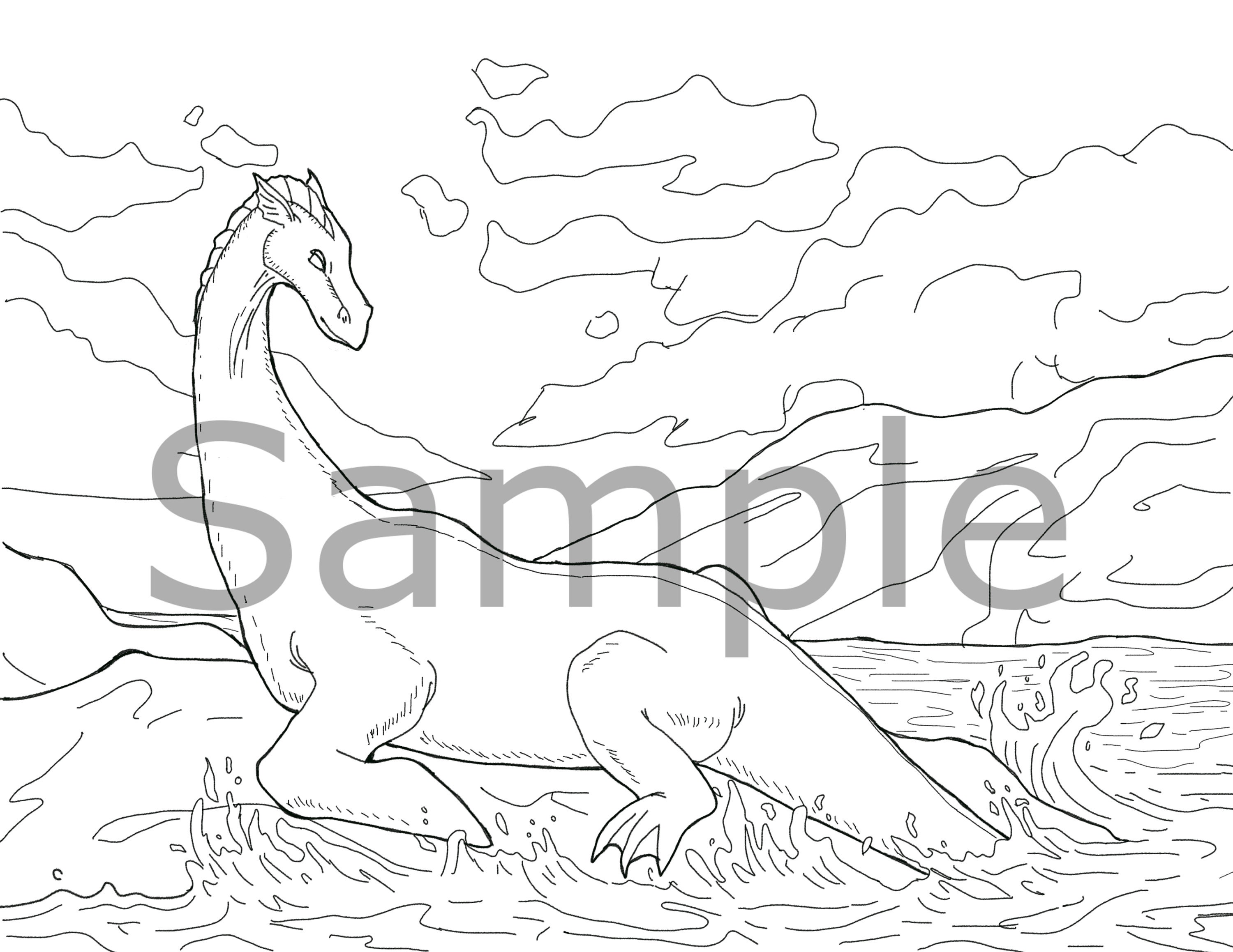 Loch Ness Monster Downloadable Coloring Page - Etsy