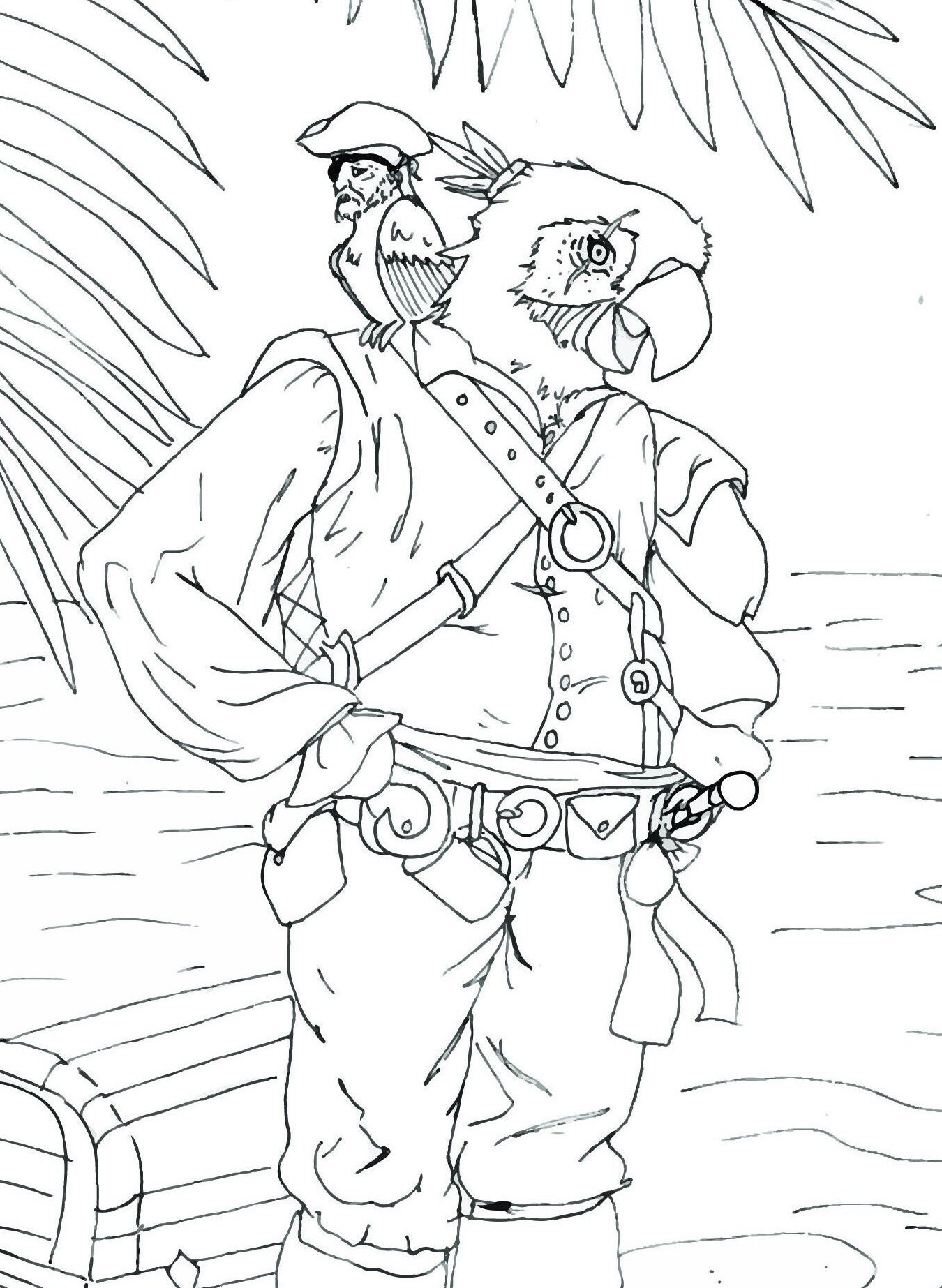 Pirate Parrot Downloadable Coloring Page - Etsy
