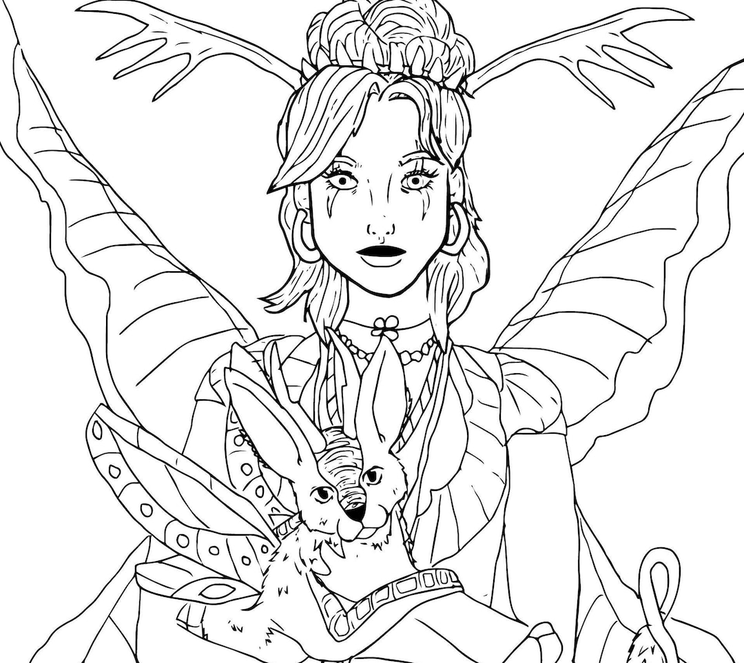 Fairy and Pet Printable Coloring Page - Etsy