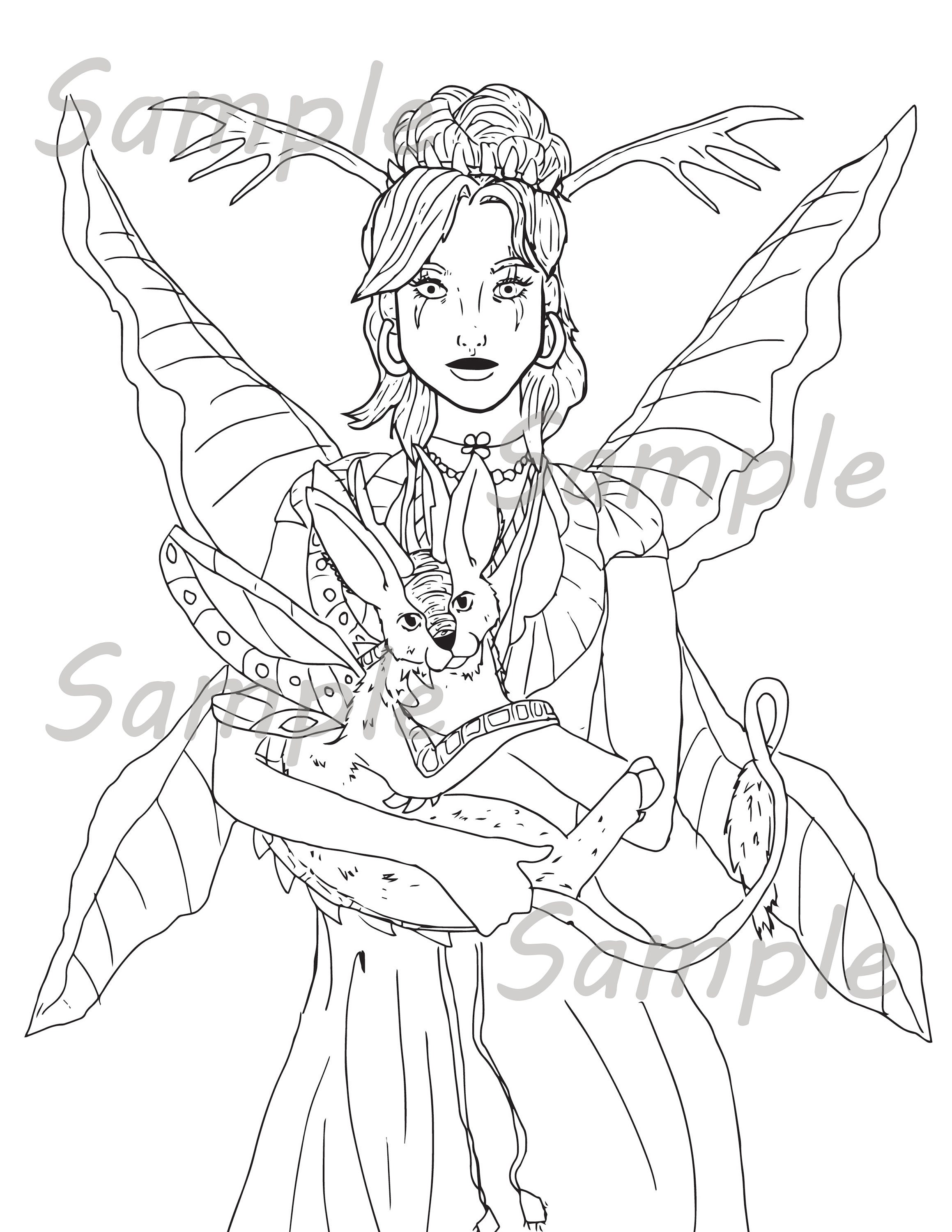 Fairy and Pet Printable Coloring Page - Etsy Canada