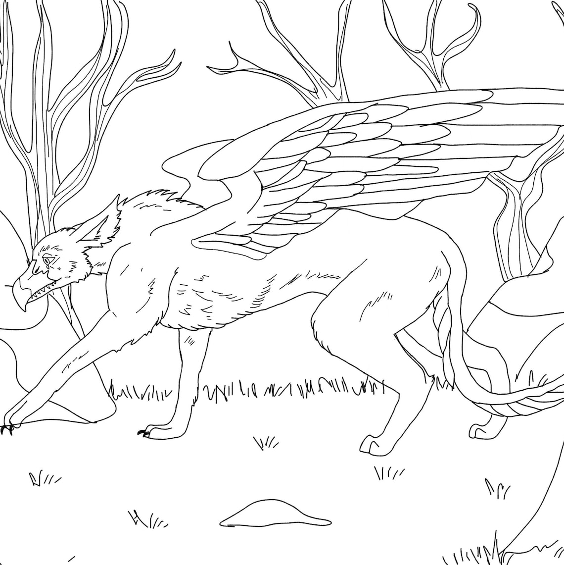 Griffin Downloadable Coloring Page - Etsy