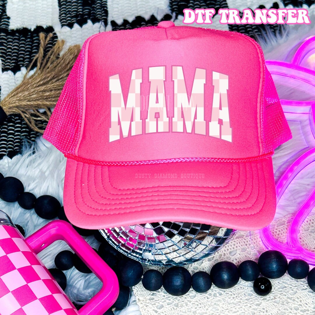 Mama Pink & White Checkered DTF Print- Ready to Press - Etsy