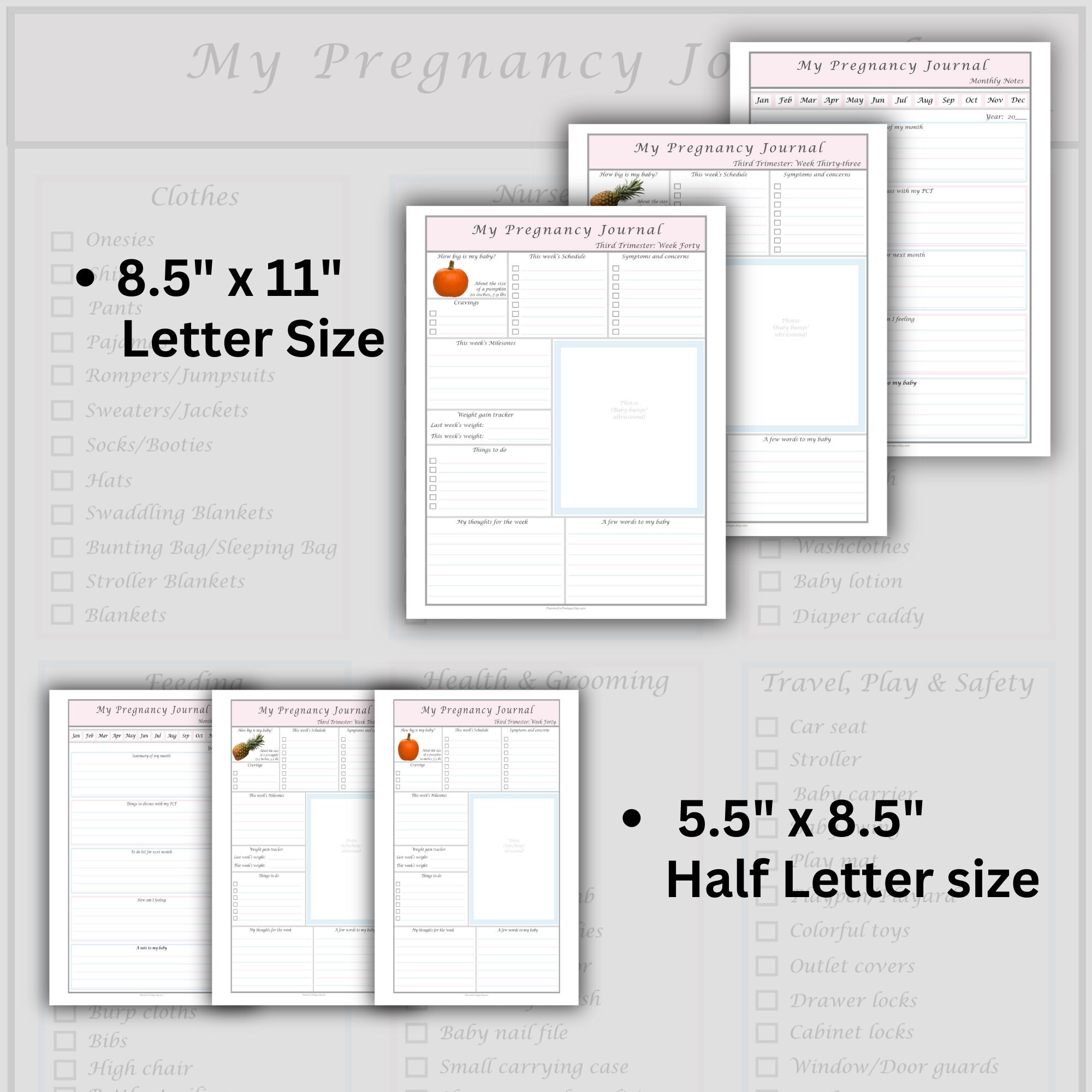Print and Fill Pregnancy Journal Pages, Daily Weekly Monthly Tracking ...