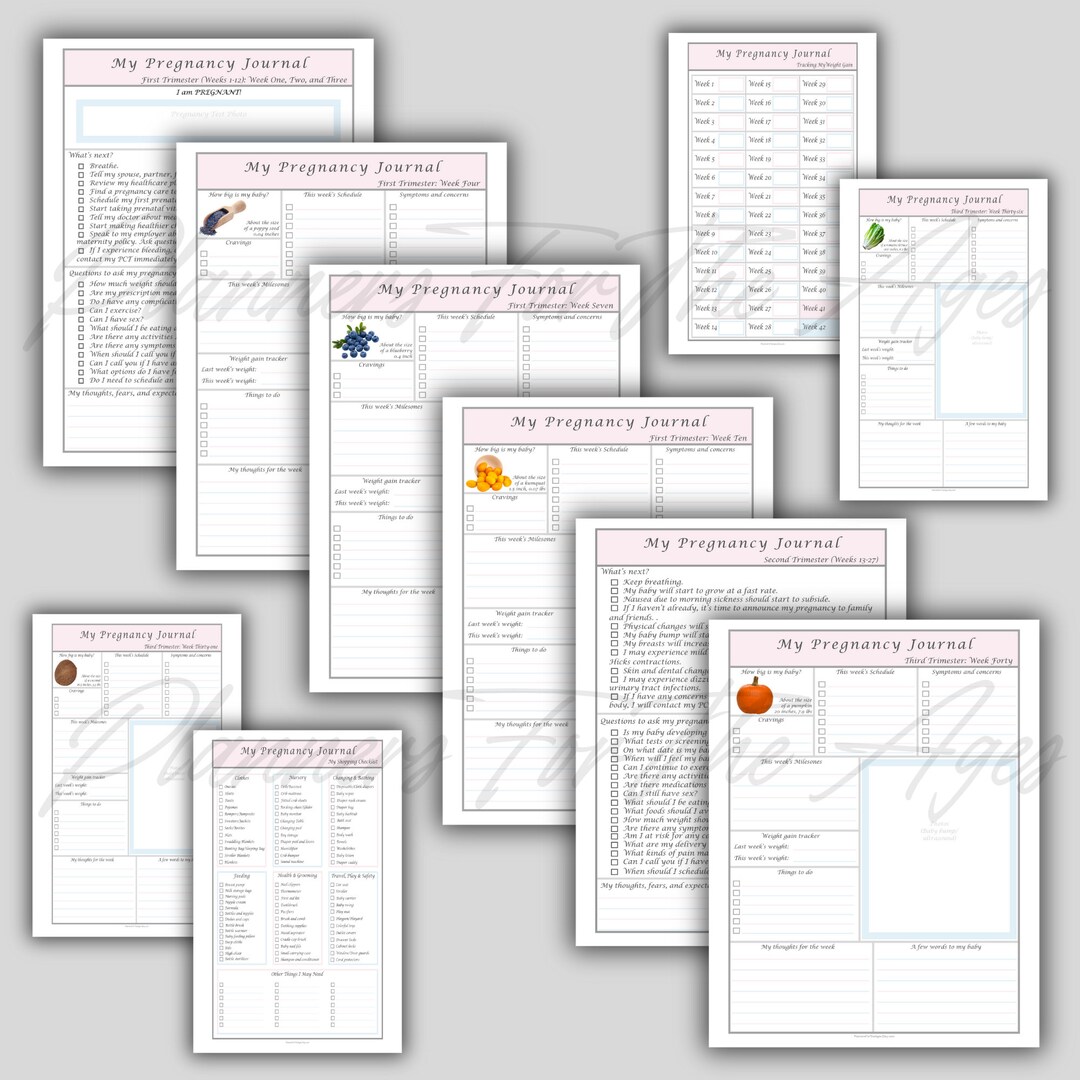 Print and Fill Pregnancy Journal Pages, Daily Weekly Monthly Tracking ...