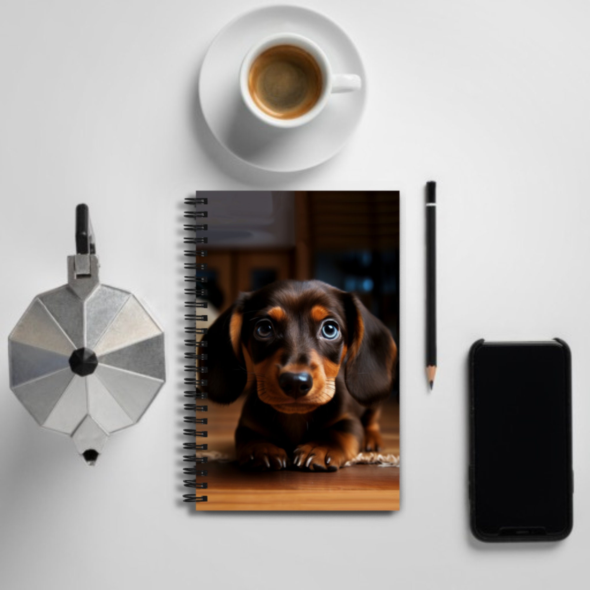 Dachshund Puppy Spiral Notebook, Dogs, Wiener Dog, Cute Puppy, Half ...
