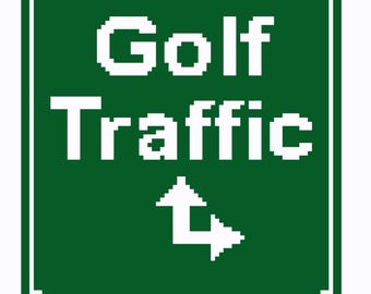 Lienzo bordado con el tema del tráfico de golf