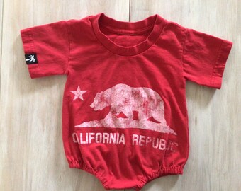 Oversized infant Onesie - size 6-9mo - Repurposed from an Adult T-Shirt / California Republic
