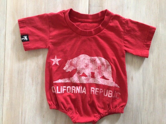 Oversized infant Onesie - size 6-9mo - Repurposed from an Adult T-Shirt / California Republic