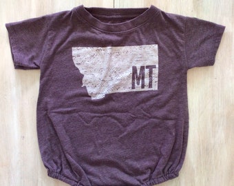 Oversized infant Onesie - size 3-6mo - Repurposed from an Adult T-Shirt / State of Montana