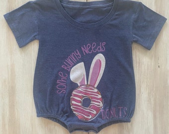 Oversized infant Onesie - size 3-6mo - Repurposed from an Adult T-Shirt / Bunny ear Donut