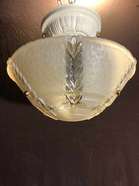 Vintage Antique 3 Matching Flush Mount 3 Hole Chain Ceiling Light