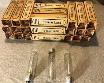 2 bombillas fluorescentes tubulares transparentes de 60 vatios, nuevas de stock antiguo, con filamento largo.