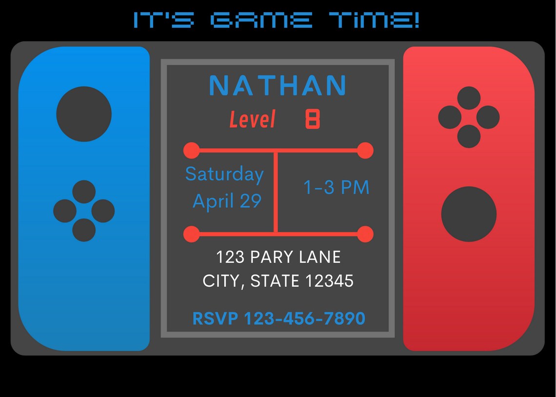 EDITABLE Switch Party Invitation, Birthday Party Invitation, Video Game