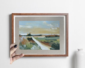 Handgemachte Landschaftsmalerei - Gelbe Felder