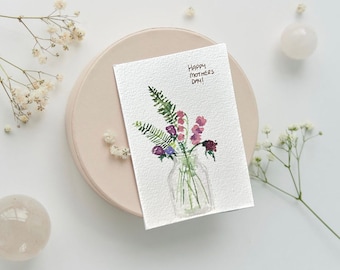 Handgemachtes Aquarell Blumen Muttertagskarten-Set mit Blumendesign