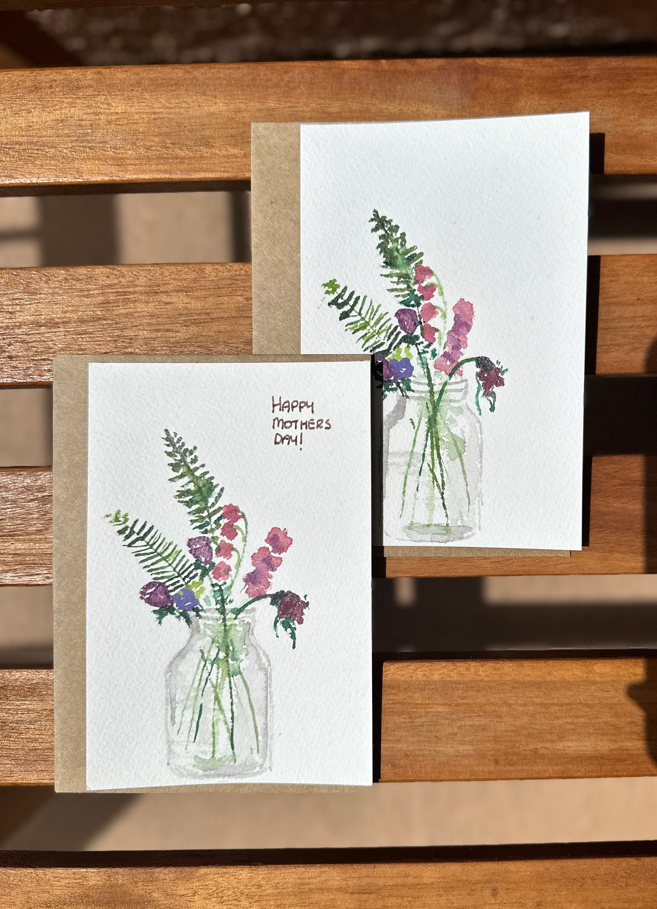Handmade Watercolor Floral Mothers Day Card Set With Flower Design - Etsy
