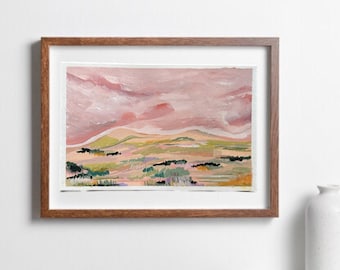 Handgemachte Original Landschaft Gemälde - Pink Dream, Original Geschenk Wand Kunst