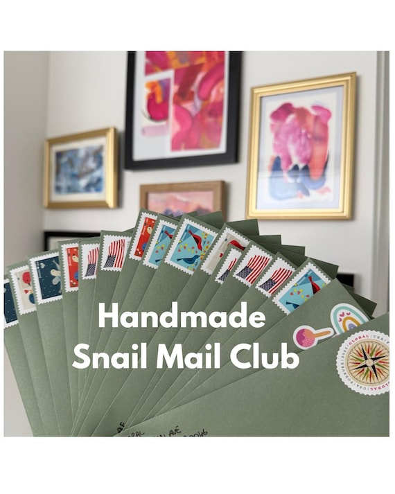 Handmade Snail Mail Club, Monthly Happy Mail, Hand Painted Card, Handwritten Letter, Stickers & Surprises