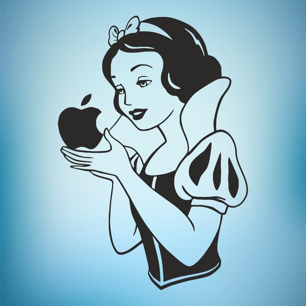 Snow White Apple,Snow White SVG , Snow White Black And White SVG, Cut File for Cricut, Silhouette, Cameo, Roland Cut,Digital Download