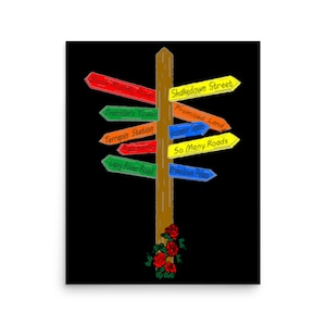 Grateful Dead Wall Art, iconic songs on a brightly colored signpost graphic, 16&quot; x20&quot; Unframed poster for bedroom, living room, dorm room