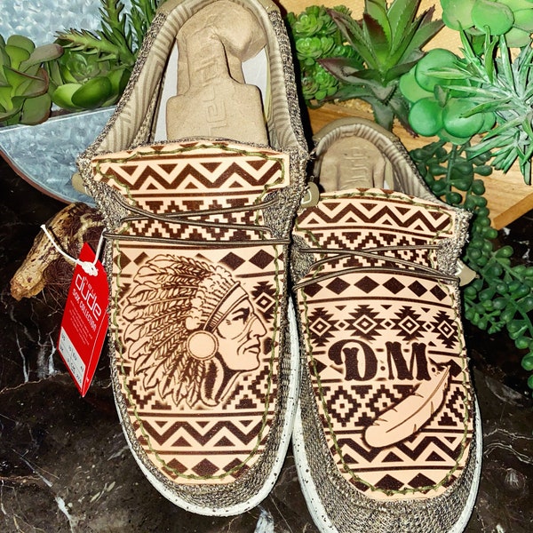 Custom Tooled Heydudes loafers