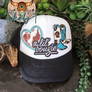 Trucker Hat with Patches, Girly Trucker Hat, child&#39;s Hat, Pink Patch Hat for child