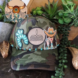 Trucker Hat with Patches, Girly Trucker Hat, Women’s Hat, Pink Patch Hat for Women